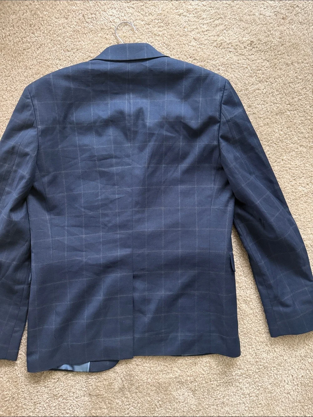 & Other Stories Navy Windowpane Two-Button Blazer